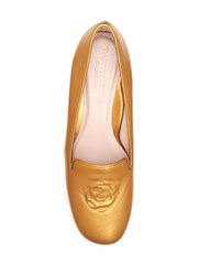Taryn Rose Belissa Deep Gold Metallic Leather Smoking Slipper