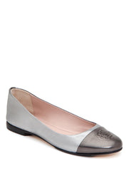 Taryn Rose Rosa Silver Metallic Leather Ballet Flat