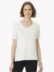 Short Sleeve V-Neck Knit Tunic